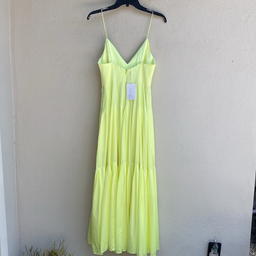 Alex Perry NWT Silk Satin Bikini Tier Ankle Length Dress in Lemon 8 - Picture 8 of 17